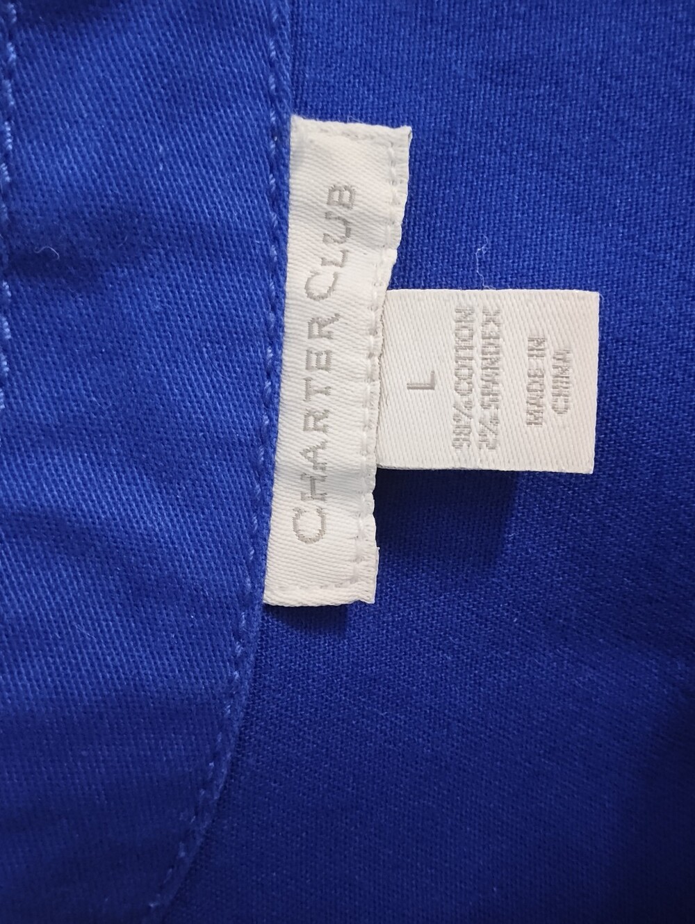 Charter Club Royal Blue Jean Jacket Style Cotton Blend Jacket, Size L - Picture 6 of 9